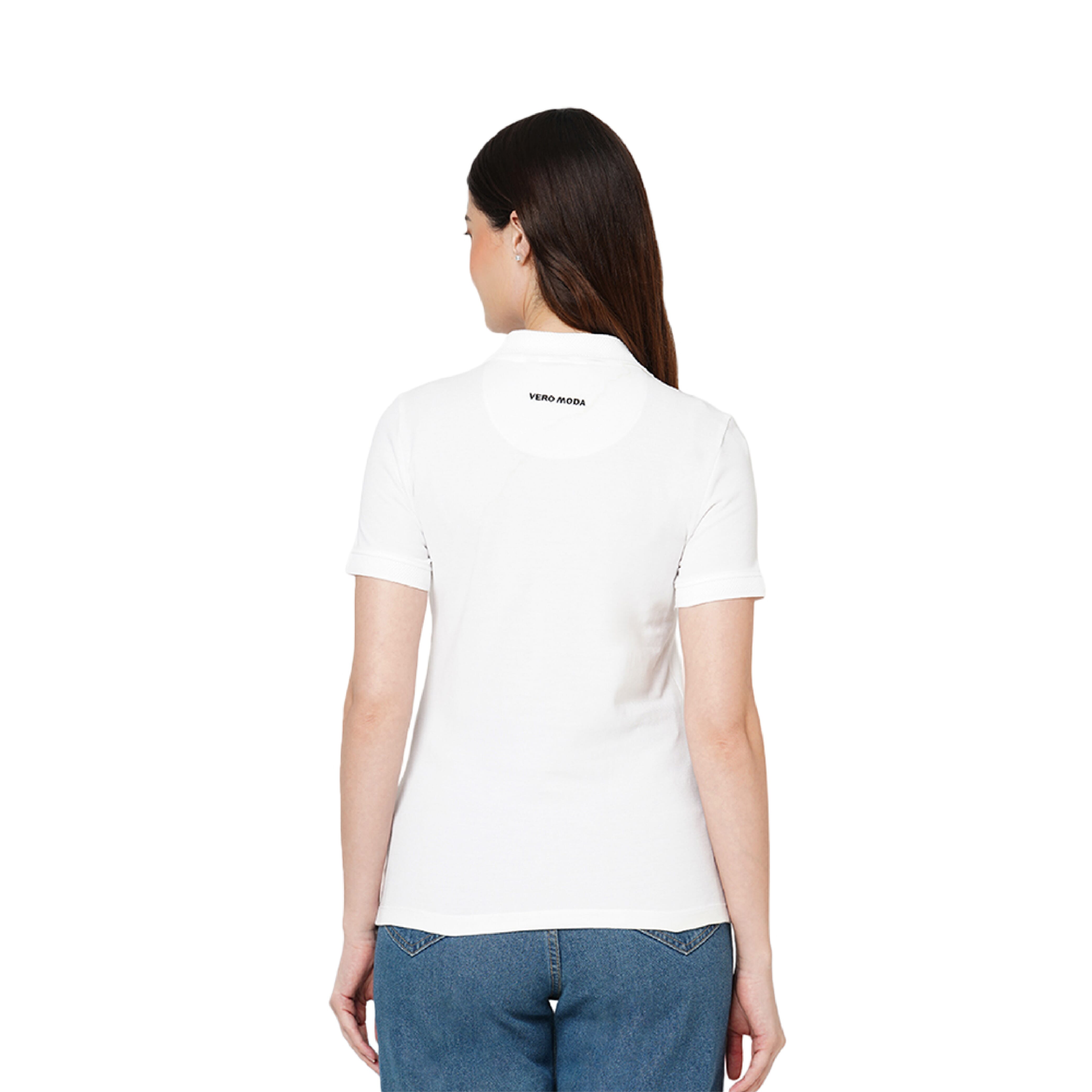 Vero Moda Jacquard Women's Polo T-Shirt - White